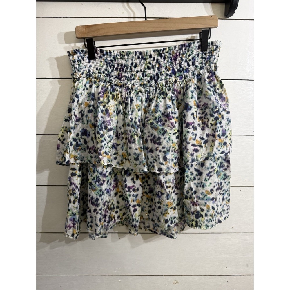 NWT Munthe Womens Floral Tiered Mini Skirt Smocked Elastic Waist Volana Size 42